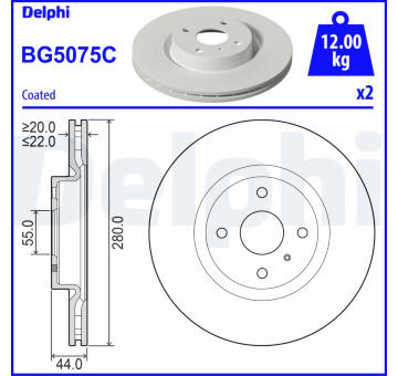 Brzdový kotouč DELPHI BG5075C