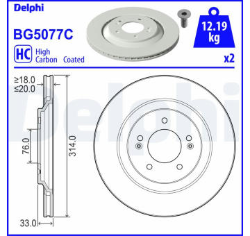 Brzdový kotouč DELPHI BG5077C