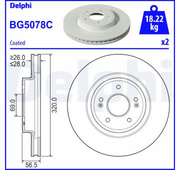 Brzdový kotouč DELPHI BG5078C