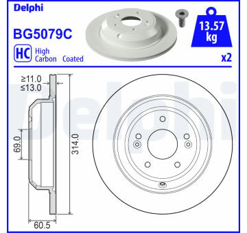 Brzdový kotouč DELPHI BG5079C