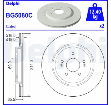 Brzdový kotouč DELPHI BG5080C