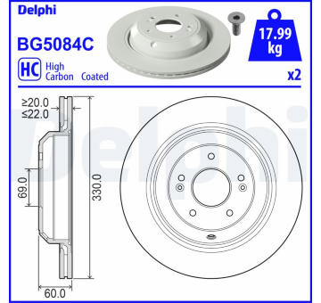 Brzdový kotouč DELPHI BG5084C