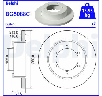 Brzdový kotouč DELPHI BG5088C