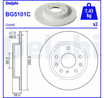 Brzdový kotouč DELPHI BG5101C