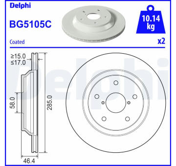 Brzdový kotouč DELPHI BG5105C