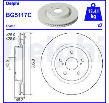 Brzdový kotouč DELPHI BG5117C