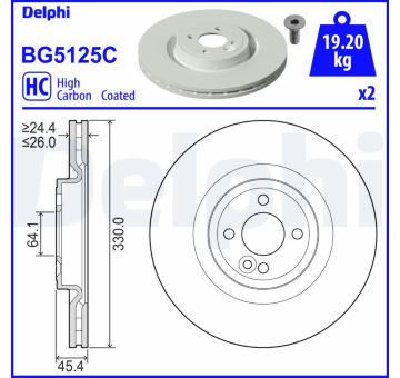 Brzdový kotouč DELPHI BG5125C