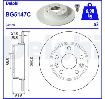 Brzdový kotouč DELPHI BG5147C