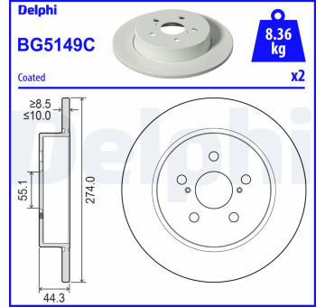 Brzdový kotouč DELPHI BG5149C