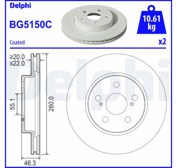 Brzdový kotouč DELPHI BG5150C