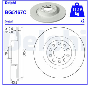 Brzdový kotouč DELPHI BG5167C