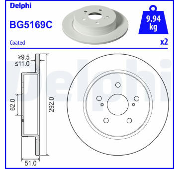 Brzdový kotouč DELPHI BG5169C