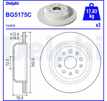 Brzdový kotouč DELPHI BG5175C