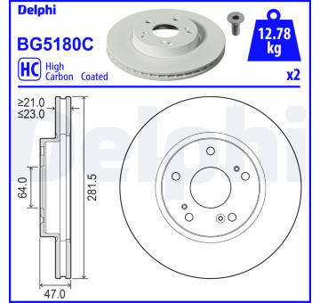 Brzdový kotouč DELPHI BG5180C