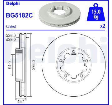 Brzdový kotouč DELPHI BG5182C