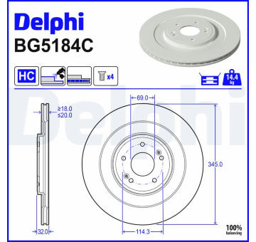 Brzdový kotúč DELPHI BG5184C