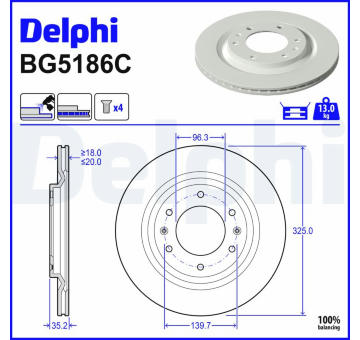 Brzdový kotouč DELPHI BG5186C