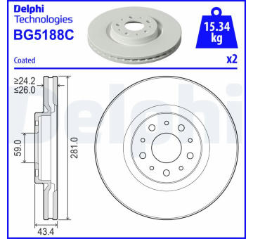 Brzdový kotouč DELPHI BG5188C