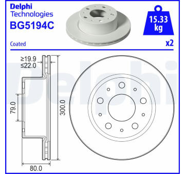 Brzdový kotouč DELPHI BG5194C