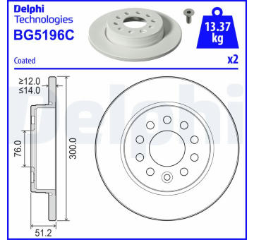 Brzdový kotouč DELPHI BG5196C