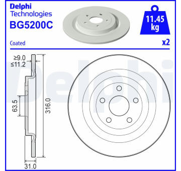 Brzdový kotouč DELPHI BG5200C