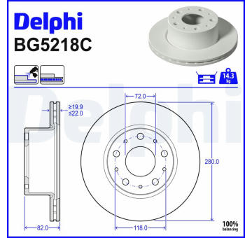 Brzdový kotúč DELPHI BG5218C