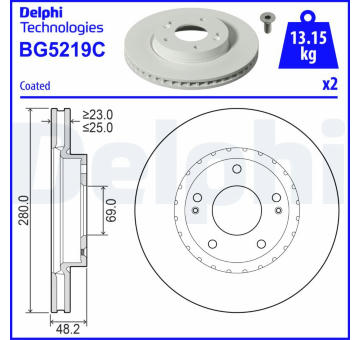 Brzdový kotouč DELPHI BG5219C