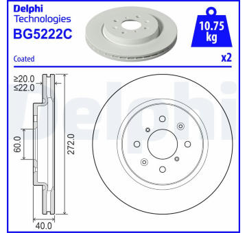 Brzdový kotúč DELPHI BG5222C