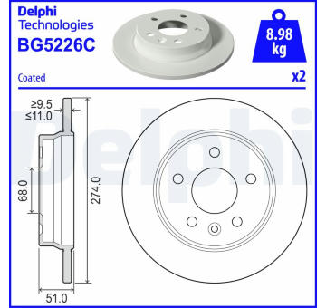 Brzdový kotouč DELPHI BG5226C