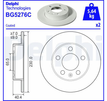 Brzdový kotouč DELPHI BG5276C