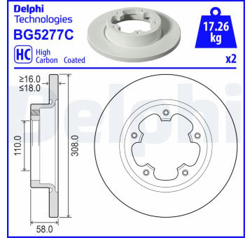 Brzdový kotouč DELPHI BG5277C