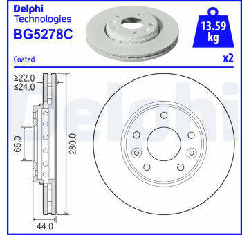 Brzdový kotouč DELPHI BG5278C