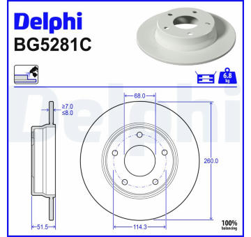 Brzdový kotúč DELPHI BG5281C