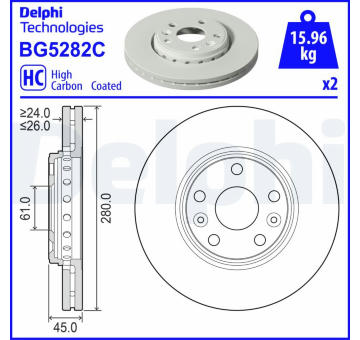 Brzdový kotouč DELPHI BG5282C