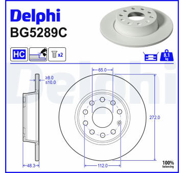 Brzdový kotúč DELPHI BG5289C