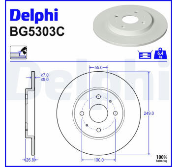 Brzdový kotouč DELPHI BG5303C