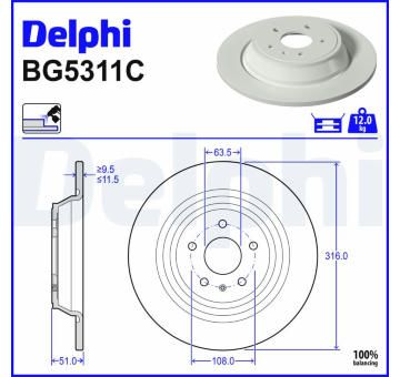 Brzdový kotouč DELPHI BG5311C