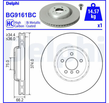 Brzdový kotouč DELPHI BG9161BC