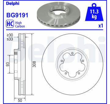 Brzdový kotouč DELPHI BG9191