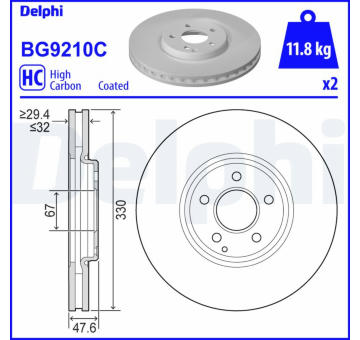 Brzdový kotouč DELPHI BG9210C