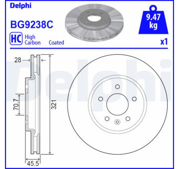 Brzdový kotouč DELPHI BG9238C