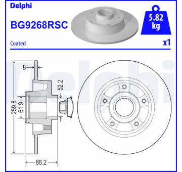 Brzdový kotouč DELPHI BG9268RSC