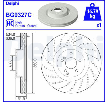 Brzdový kotouč DELPHI BG9327C