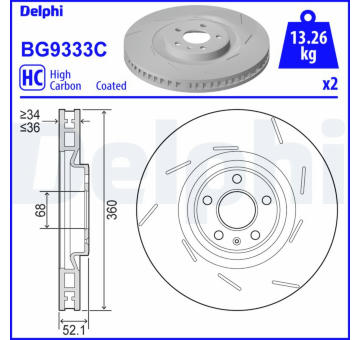 Brzdový kotouč DELPHI BG9333C