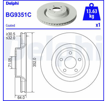 Brzdový kotouč DELPHI BG9351C