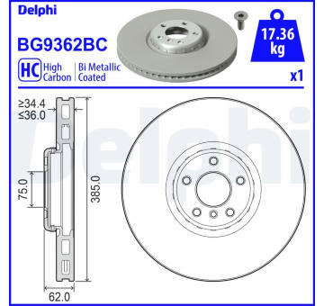 Brzdový kotouč DELPHI BG9362BC