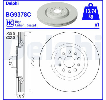 Brzdový kotouč DELPHI BG9378C