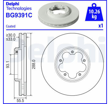 Brzdový kotouč DELPHI BG9391C