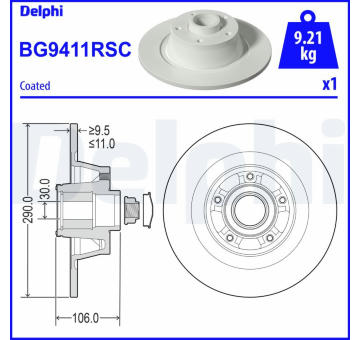 Brzdový kotouč DELPHI BG9411RSC