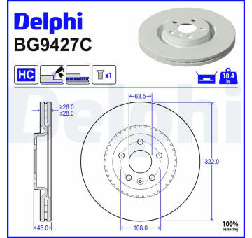 Brzdový kotouč DELPHI BG9427C